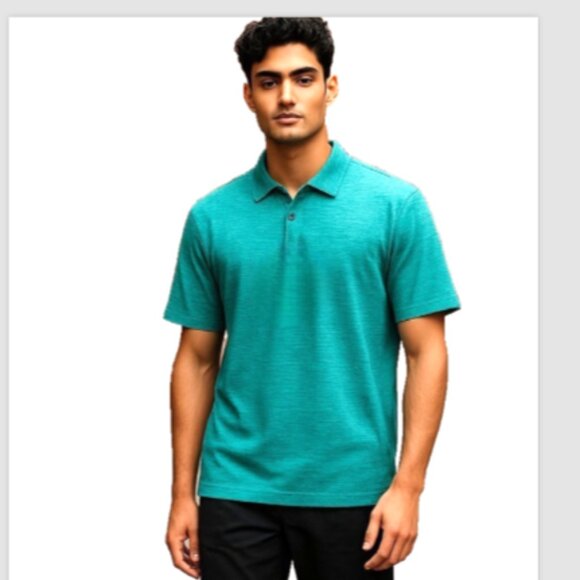 Member’s Mark Men’s Polo Shirt Sz XL NWT Heather Turquoise 4-Way Stretch UPF - Picture 5 of 14